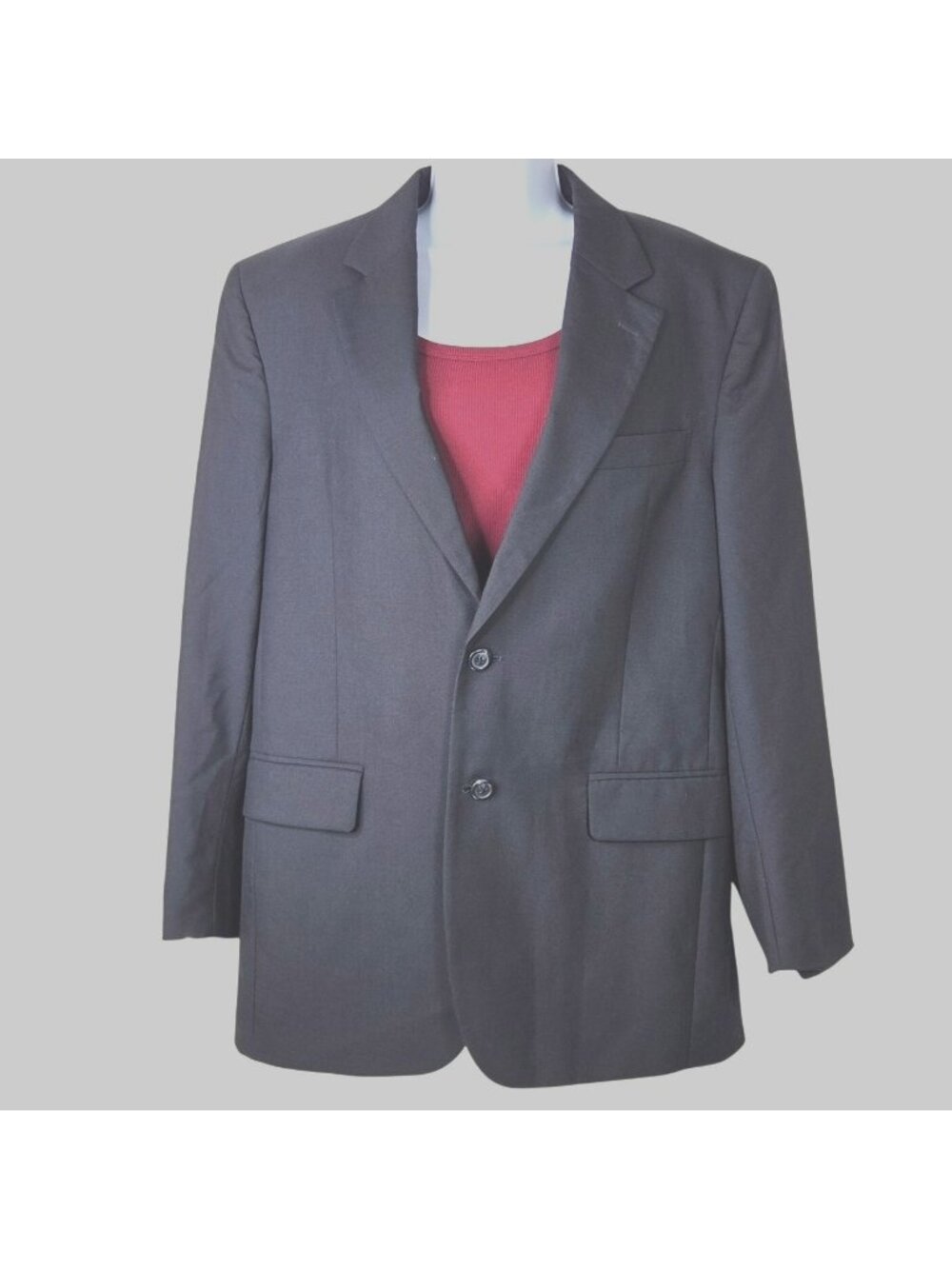 Jos A Bank Mens 2-Button Wool Blazer Size 39R Charcoal Black Classic Fit